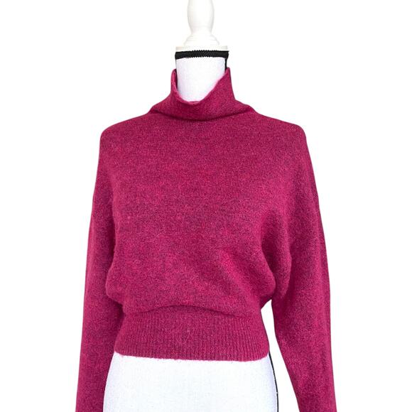 Wilfred Lorin Sweater Funnel Neck Long Dolman Sleeves Sz S Magenta Aritzia - Picture 3 of 12